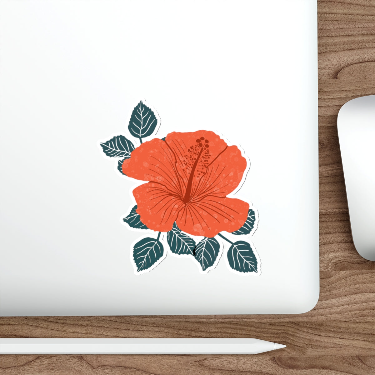 Orange Hibiscus Die Cut Sticker