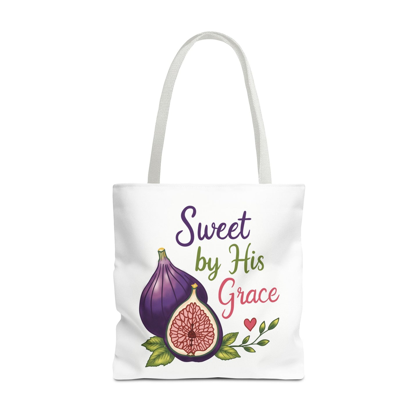 Sweet by His Grace Tote Bag — Faith-Inspired Fig Illustration