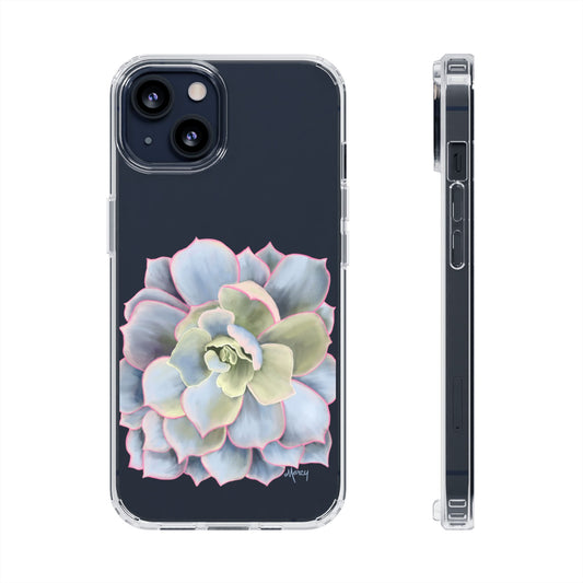 Blue and Green Succulent Clear Cases