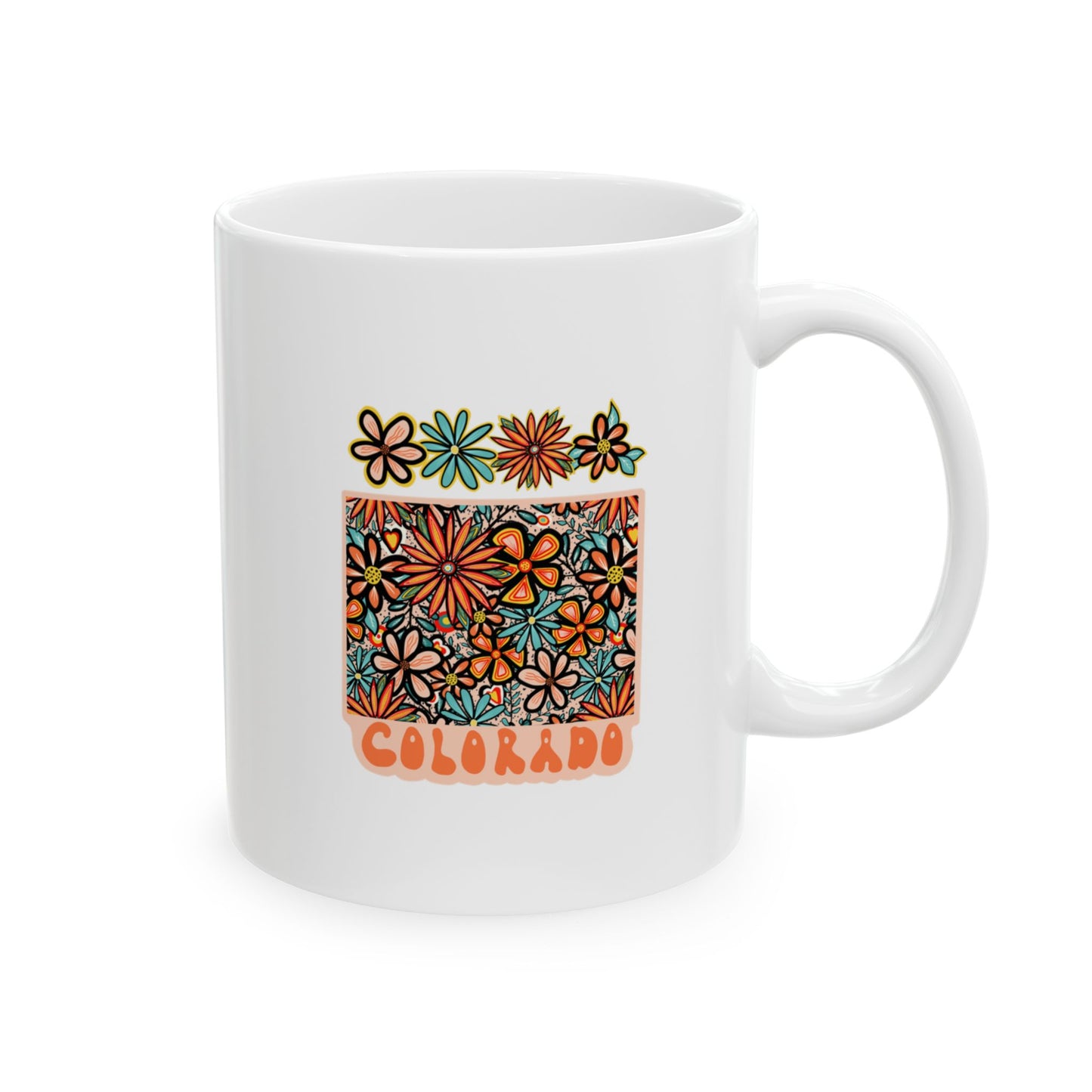 Retro 70s Flowers Colorado Ceramic Mug 11 oz and 15 oz