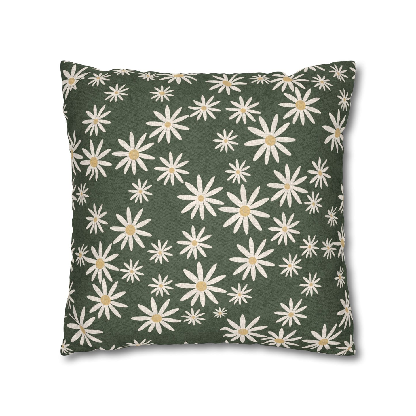 Chickweed on Sage Green Spun Polyester Square Pillowcase