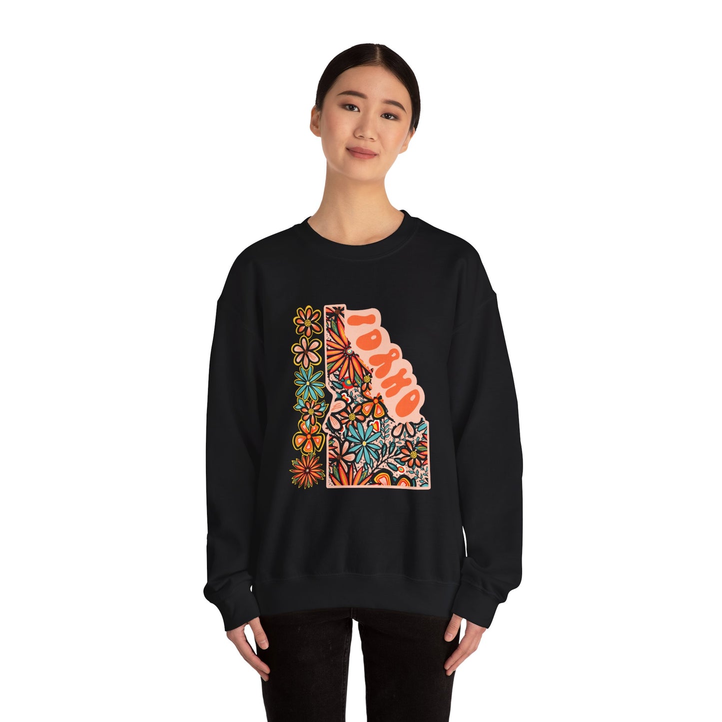 Retro 70s Idaho State Design — Heavy Blend™ Crewneck Sweatshirt