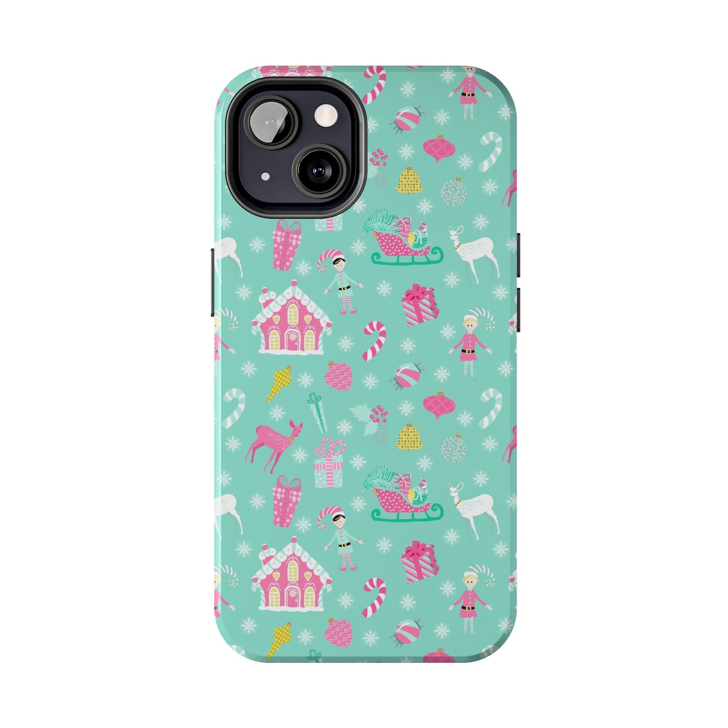 Pastel Christmas on Turquoise Tough Phone Cases