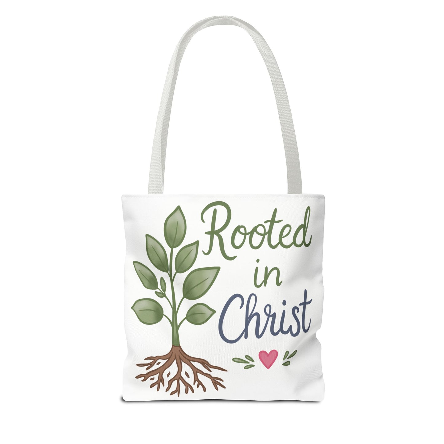 Rooted in Christ Tote Bag — Faith-Based Christian Shopper