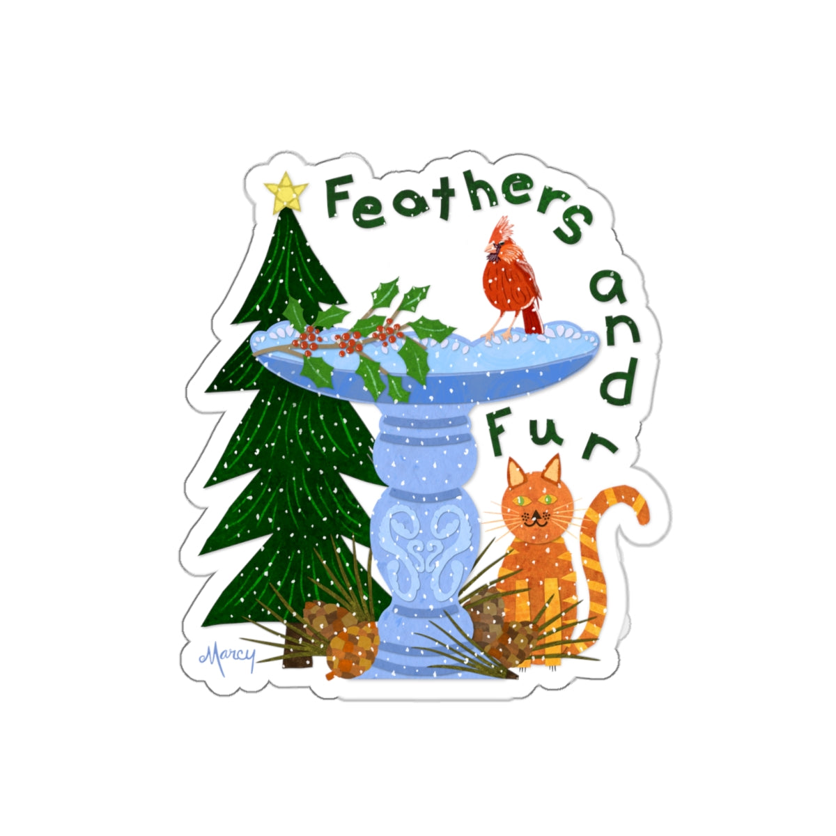 Feathers and Fur Collage Die Cut Sticker