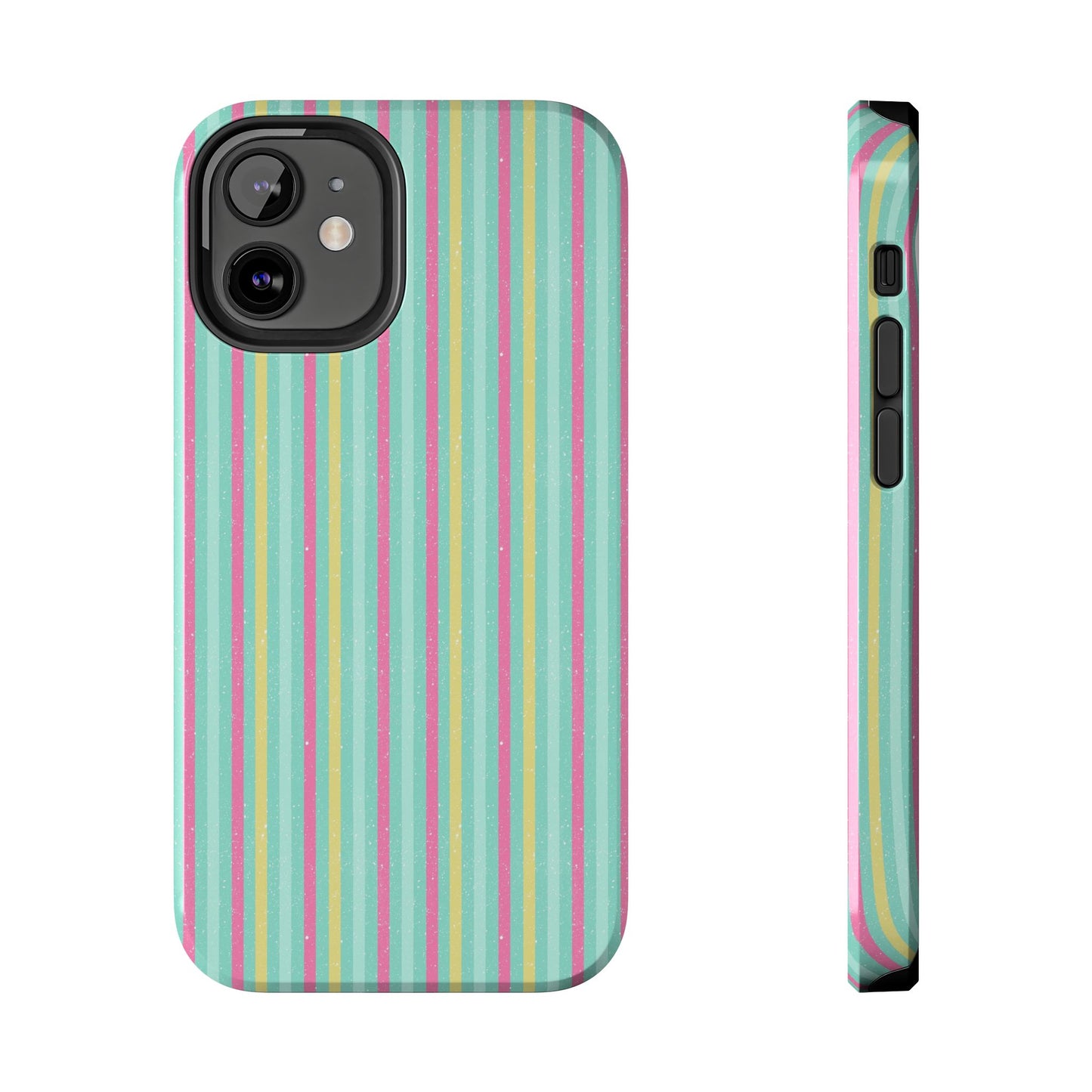 Pastel Christmas Stripes on Turquoise Tough Phone Cases