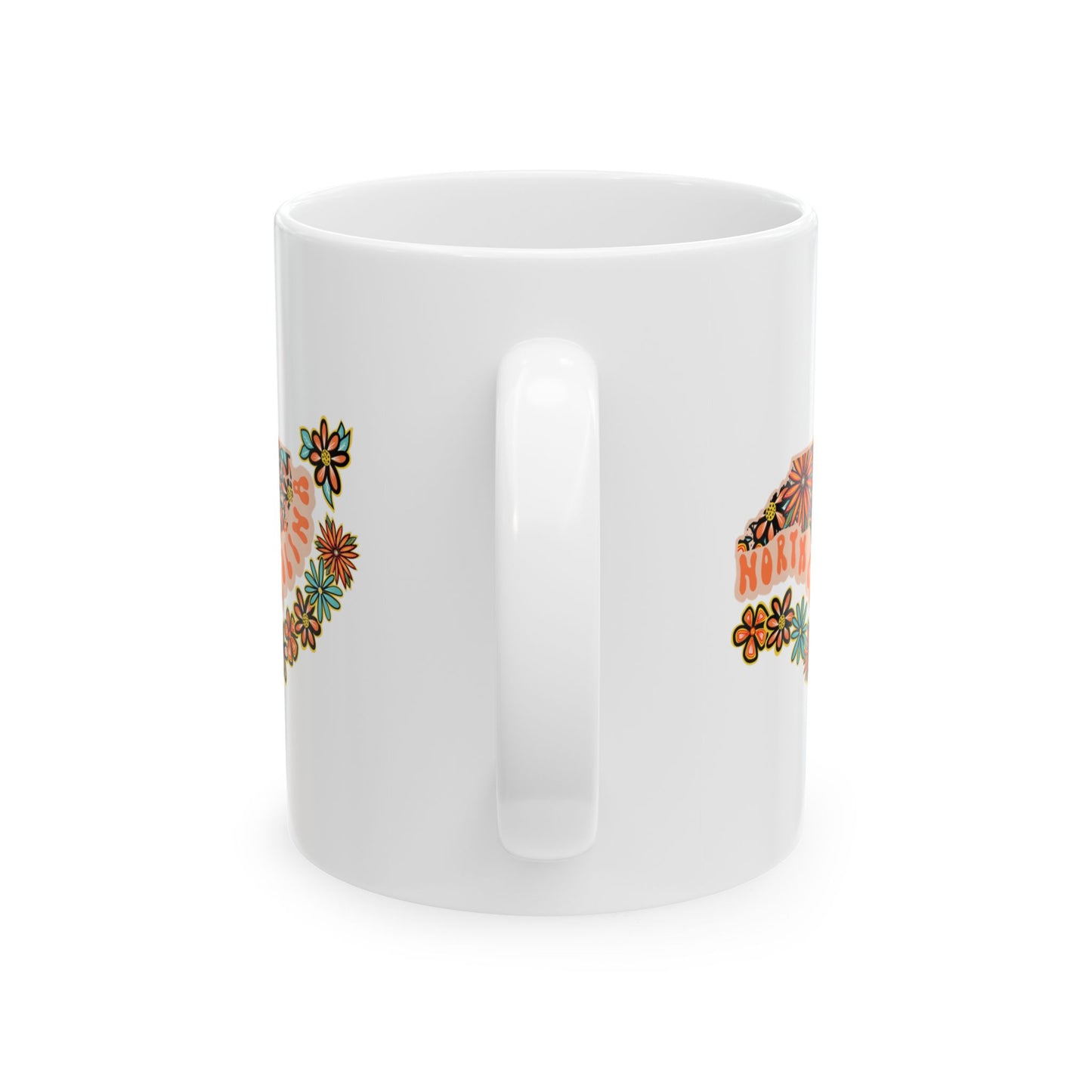 Retro 70s Flowers North Carolina Ceramic Mug 11 oz and 15 oz