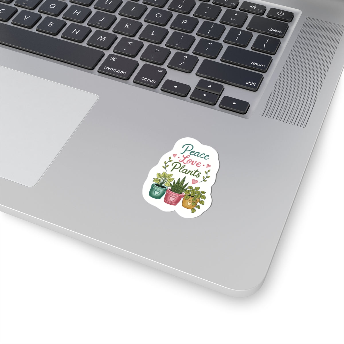 Peace Love Plants Sticker — Cute Potted Plant Kiss-Cut Vinyl Sticker