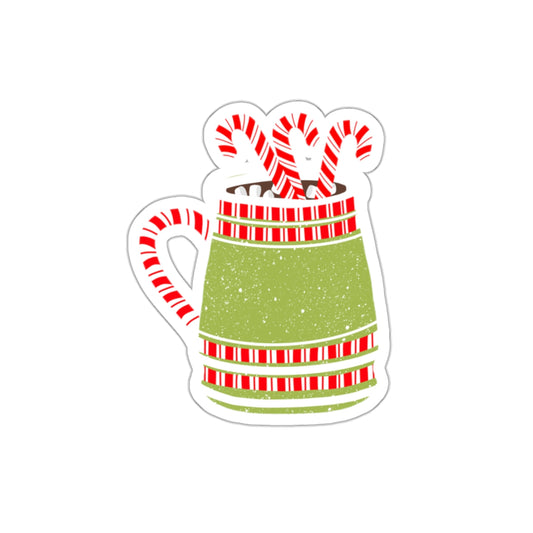 Holiday Hot Chocolate in Festive Green Cozy Mug Die Cut Sticker