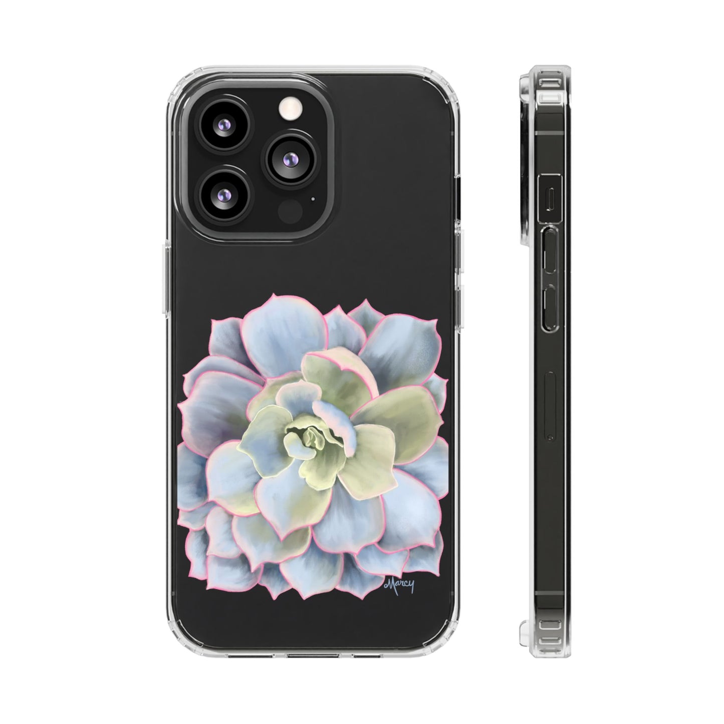 Blue and Green Succulent Clear Cases