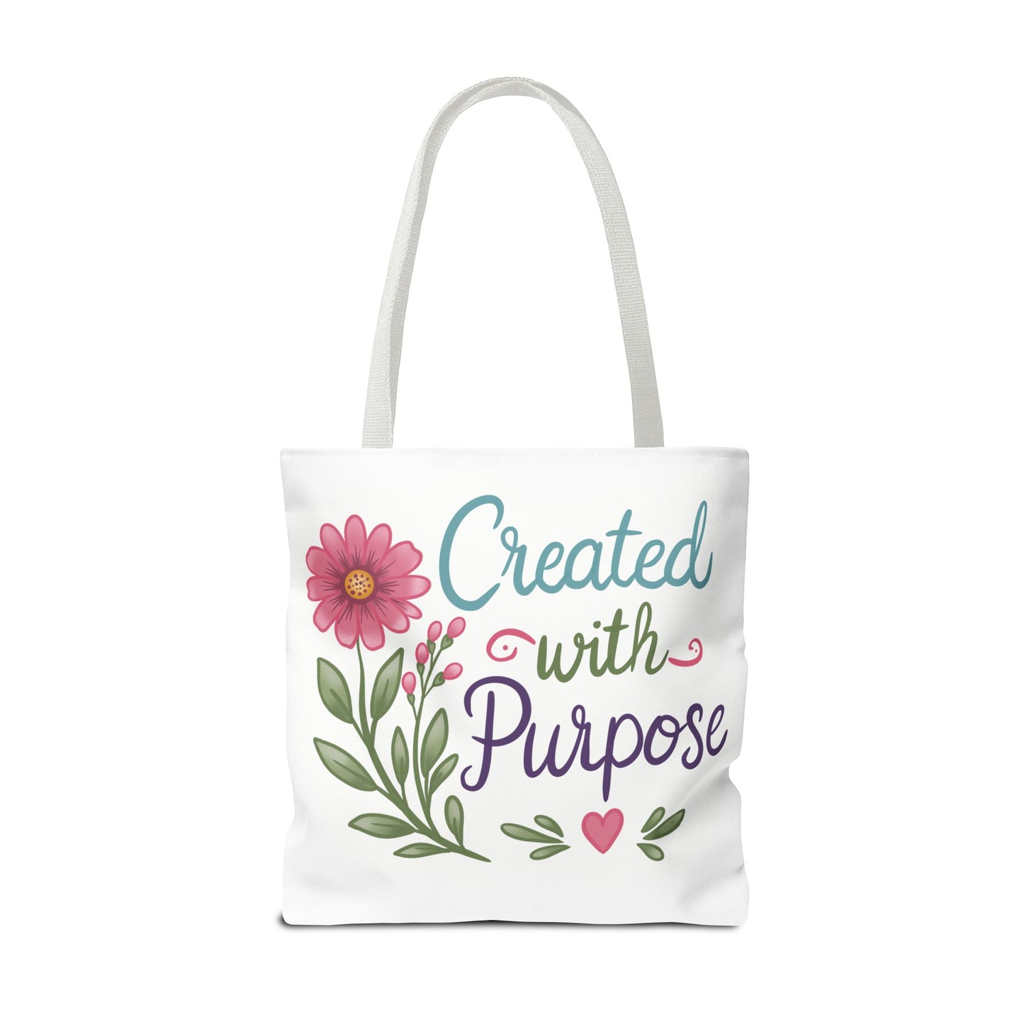Created with Purpose Tote Bag — Floral Inspirational Canvas Tote