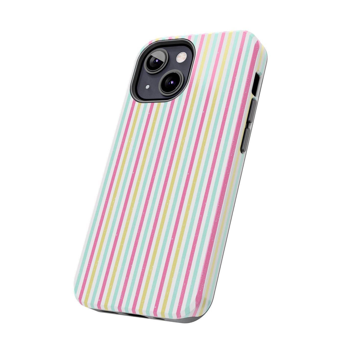 Pastel Christmas Stripes on White Tough Phone Cases