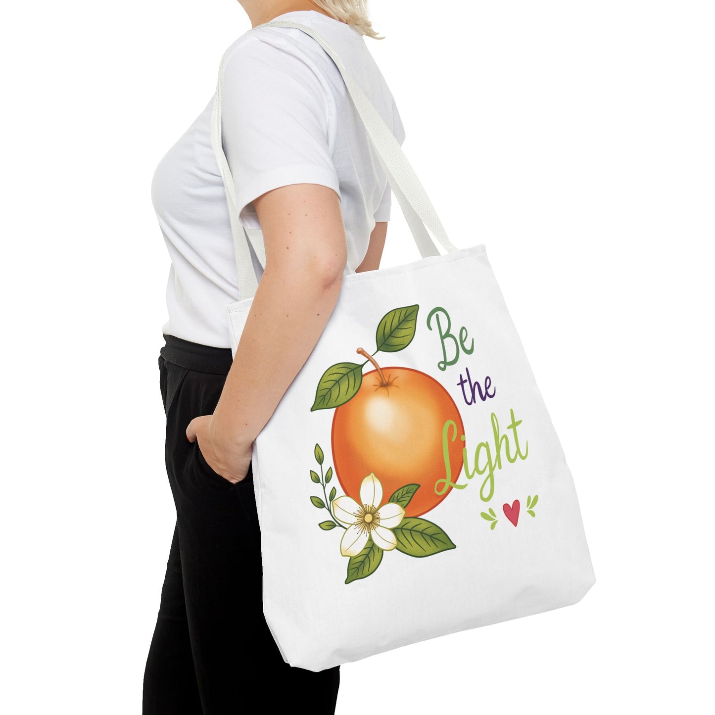 Be the Light Orange Floral Tote Bag