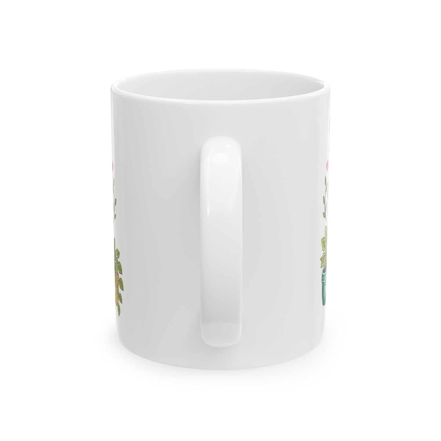 Inspirational Floral Ceramic Mug — "Peace Love Plants" Coffee Cup (11oz & 15oz)