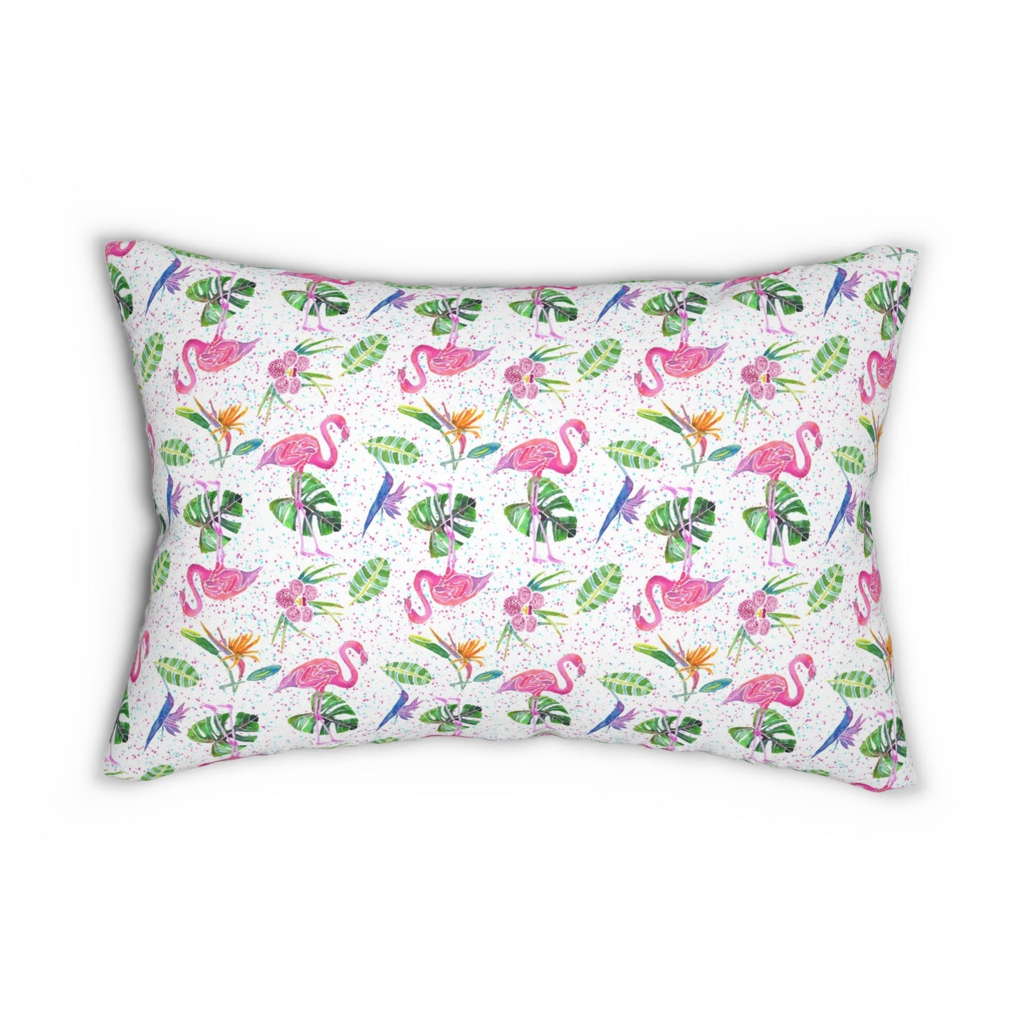 Flamingo Party Spun Polyester Lumbar Pillow