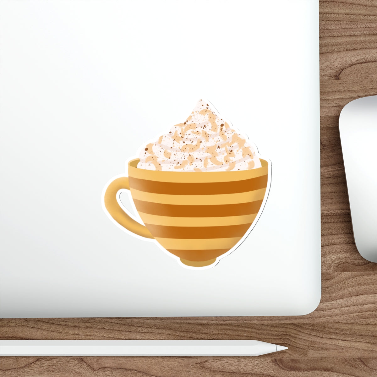 Cinnamon Vanilla Hot Chocolate Striped Cozy Mug Die Cut Sticker