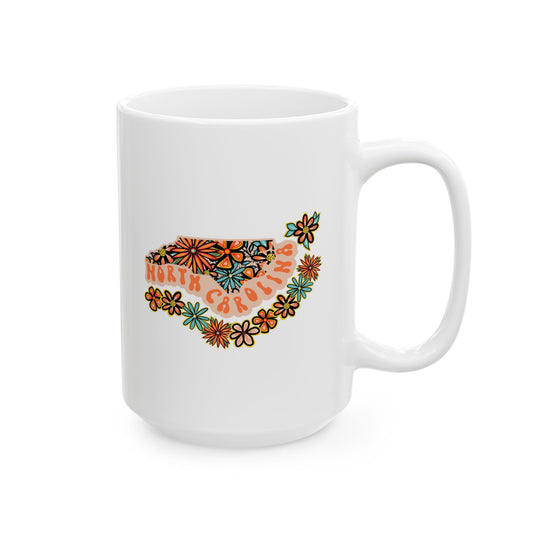 Retro 70s Flowers South Carolina Ceramic Mug 11 oz and 15 oz