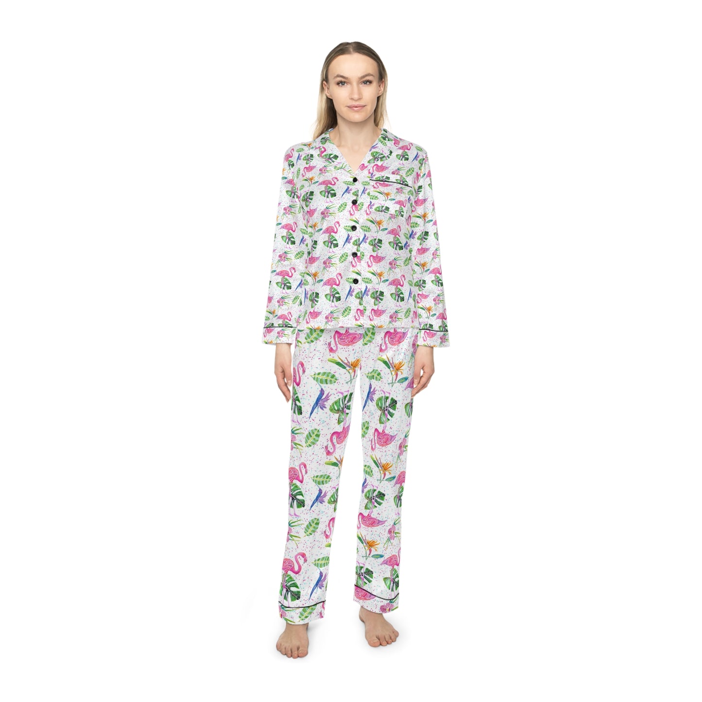 Flamingo Party Women's Satin Pajamas