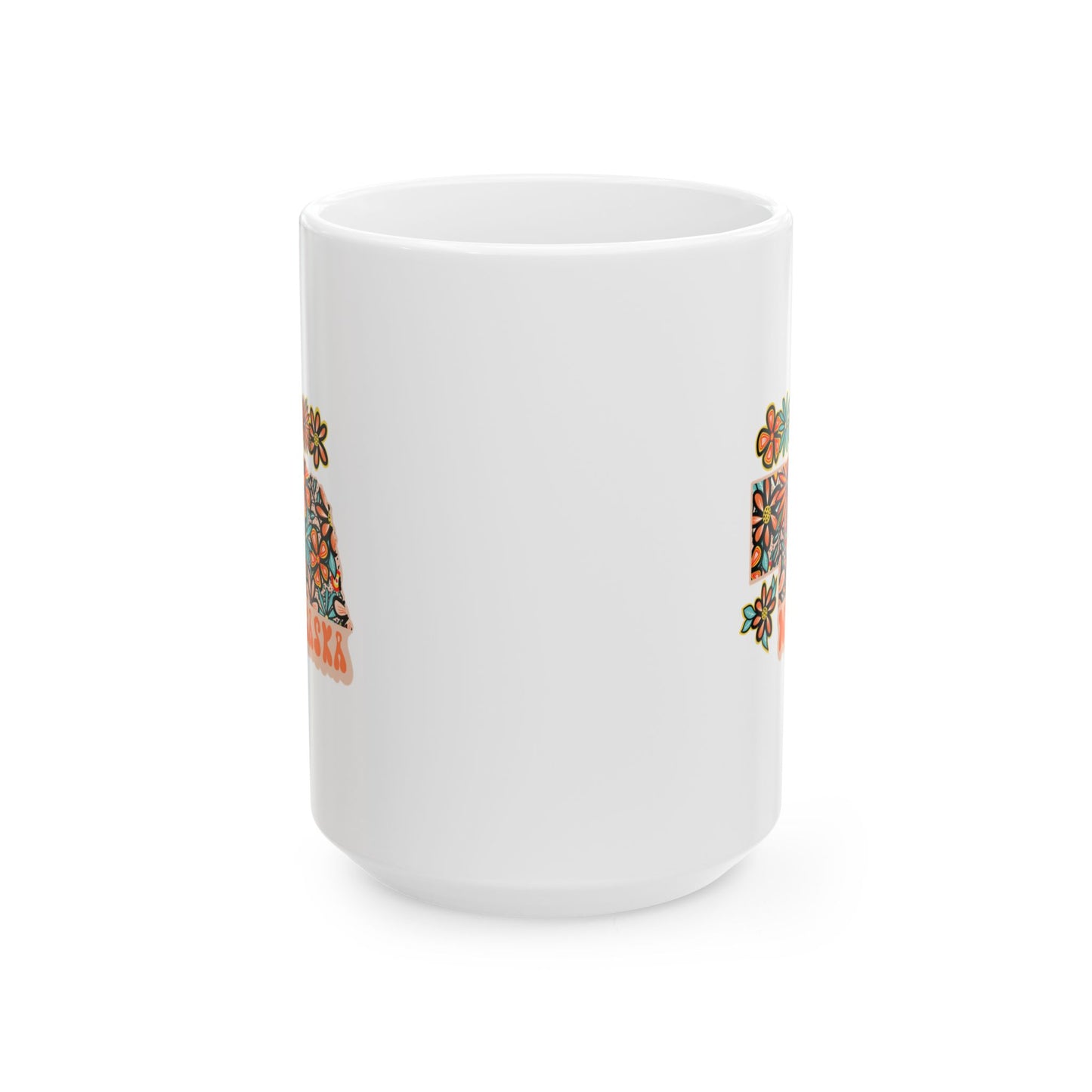 Retro 70s Flowers Nebraska Ceramic Mug 11 oz and 15 oz