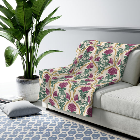 Bergamot Flowers Sherpa Fleece Blanket