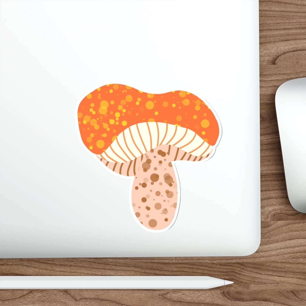 70s Groove Orange and Tan Spotted Mushroom Die Cut Sticker