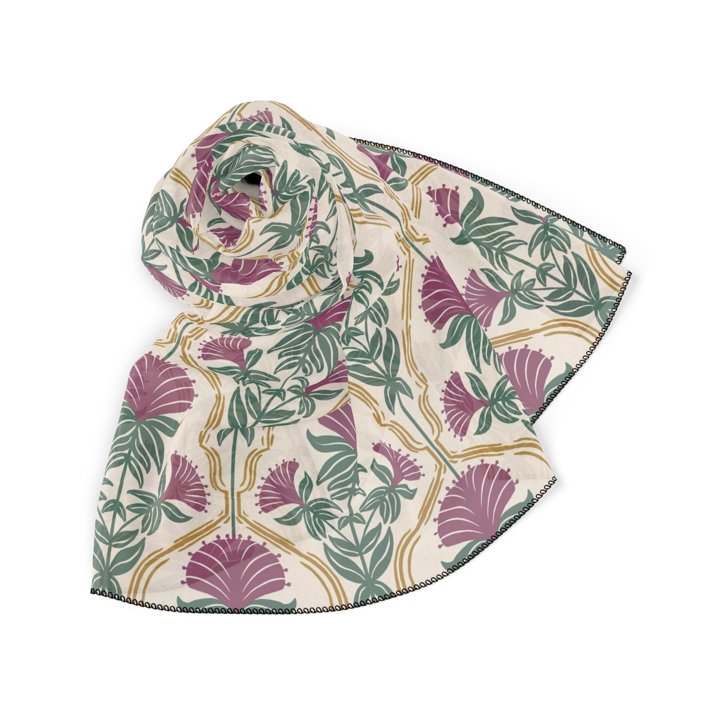Bergamot Flowers Square Poly Scarf