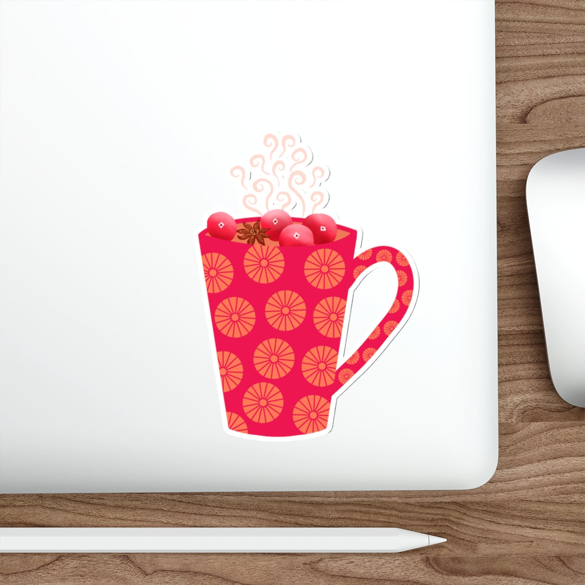 Hot Cranberry Tea Cozy Mug Die Cut Sticker