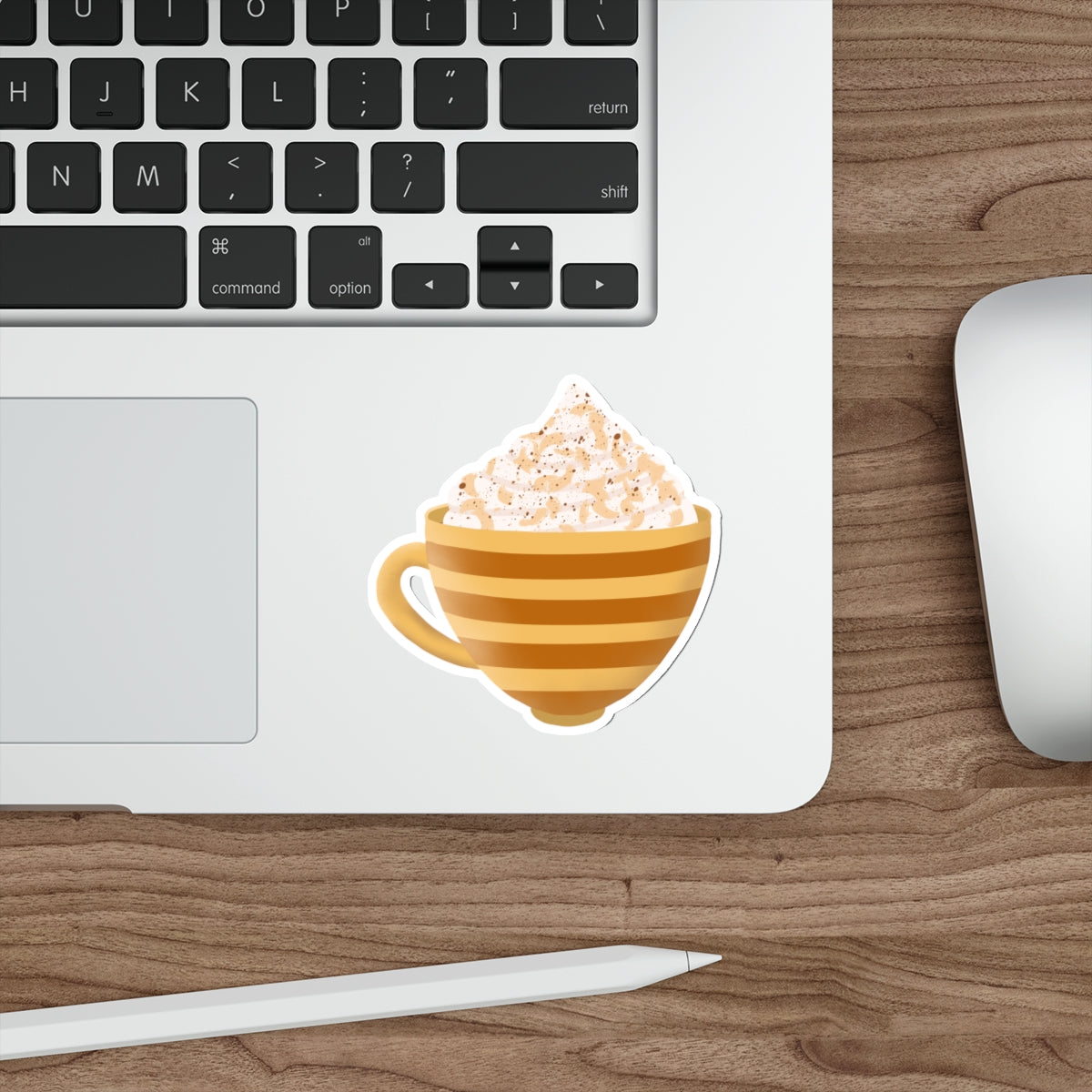 Cinnamon Vanilla Hot Chocolate Striped Cozy Mug Die Cut Sticker