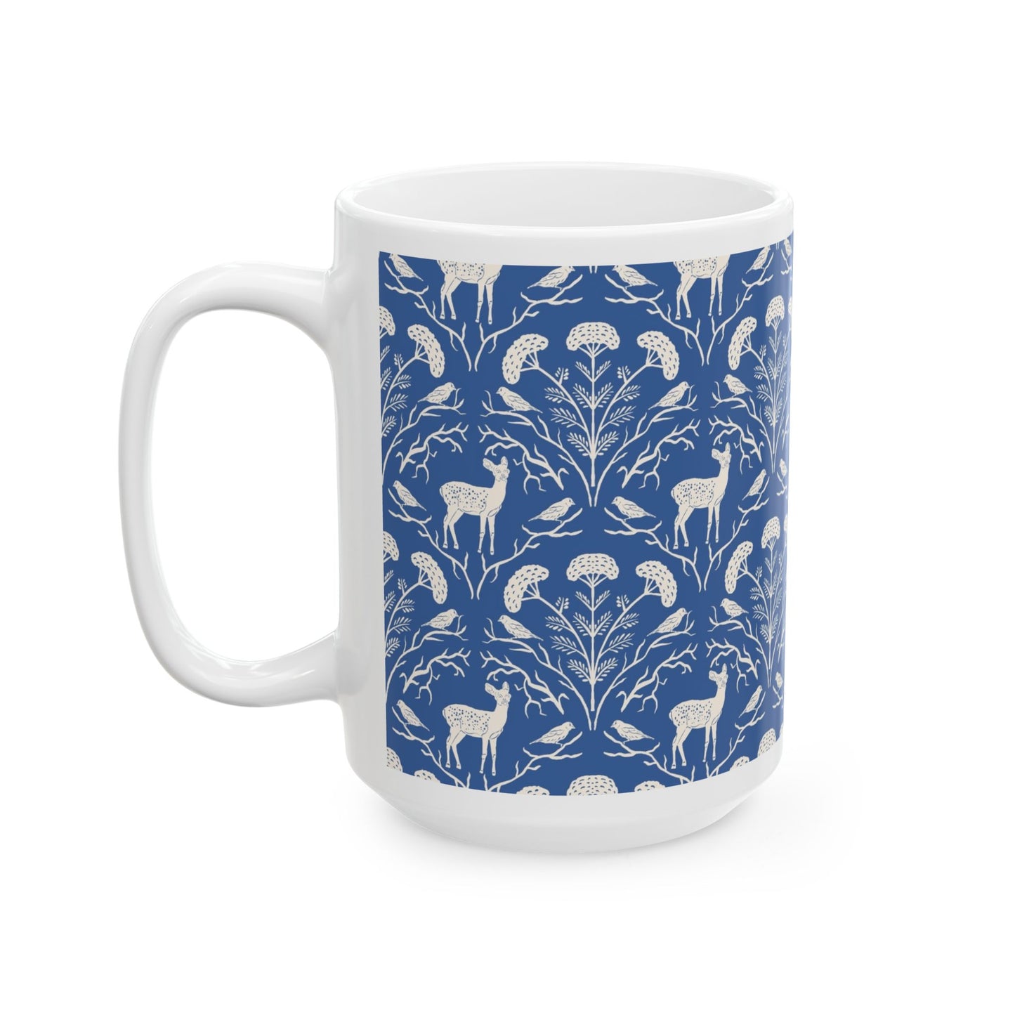Appalachian Yarrow, Deer and Foldfinches Ceramic Mug 11oz & 15oz