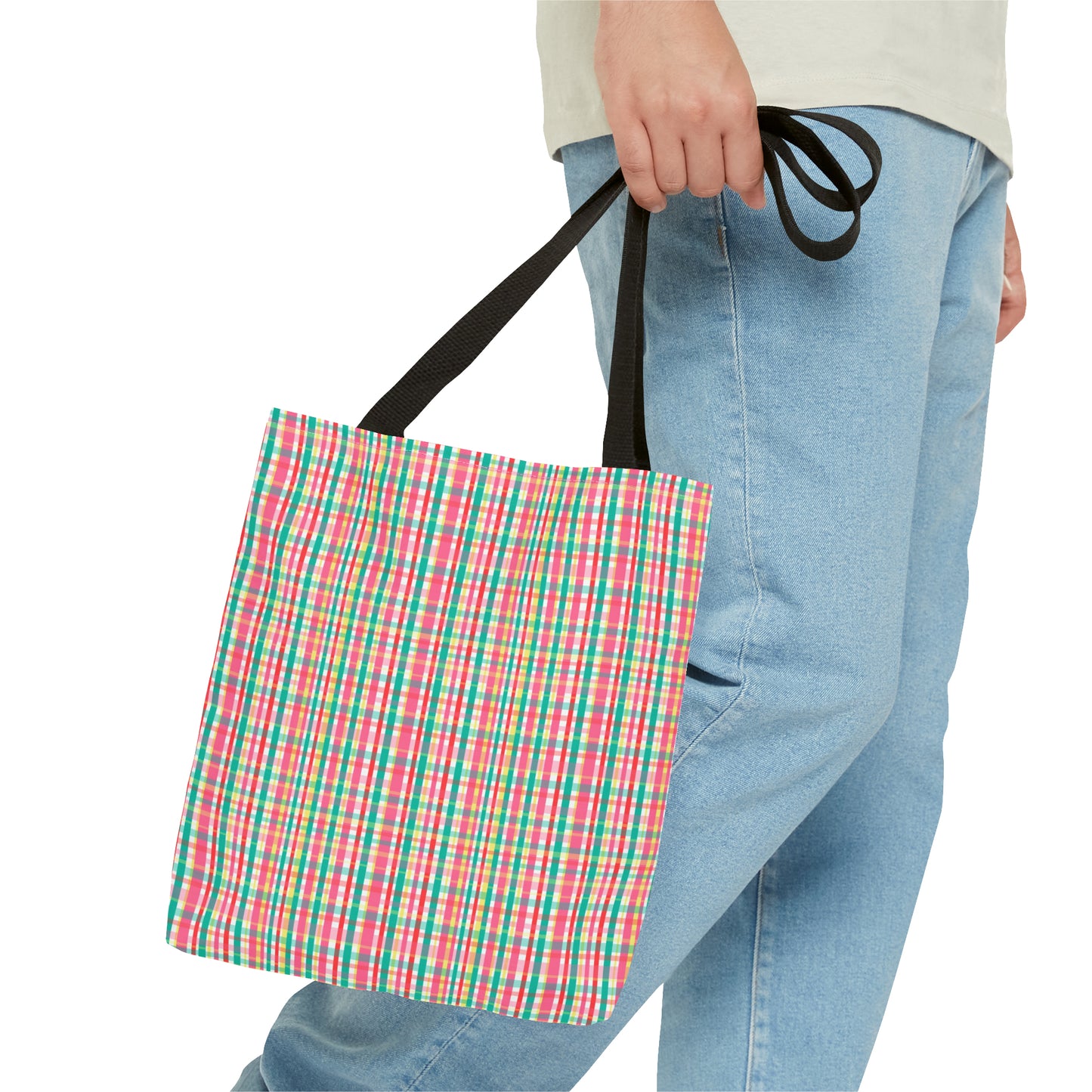 Hibiscus Garden Plaid Tote Bag