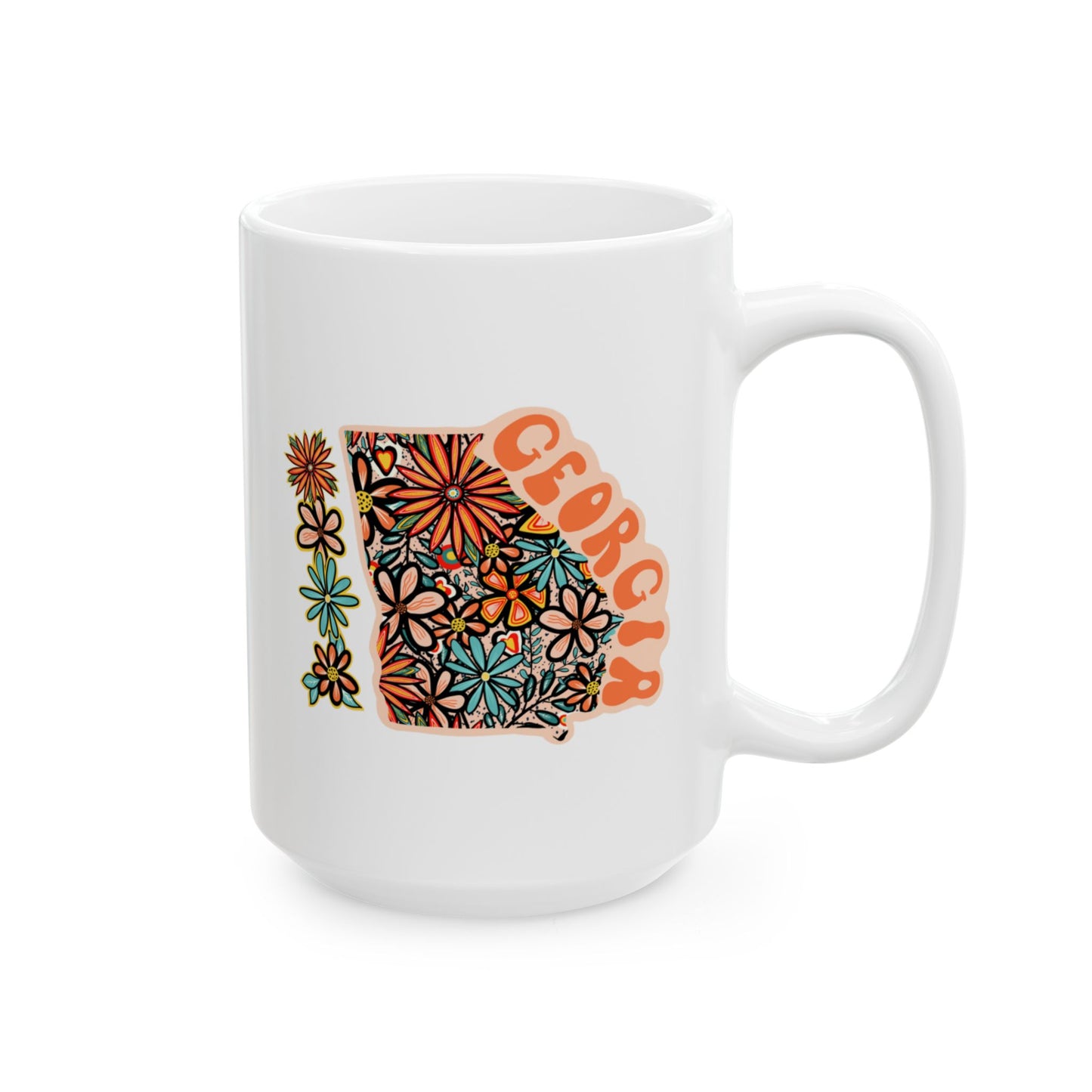 Retro 70s Flowers Georgia Ceramic Mug 11 oz and 15 oz