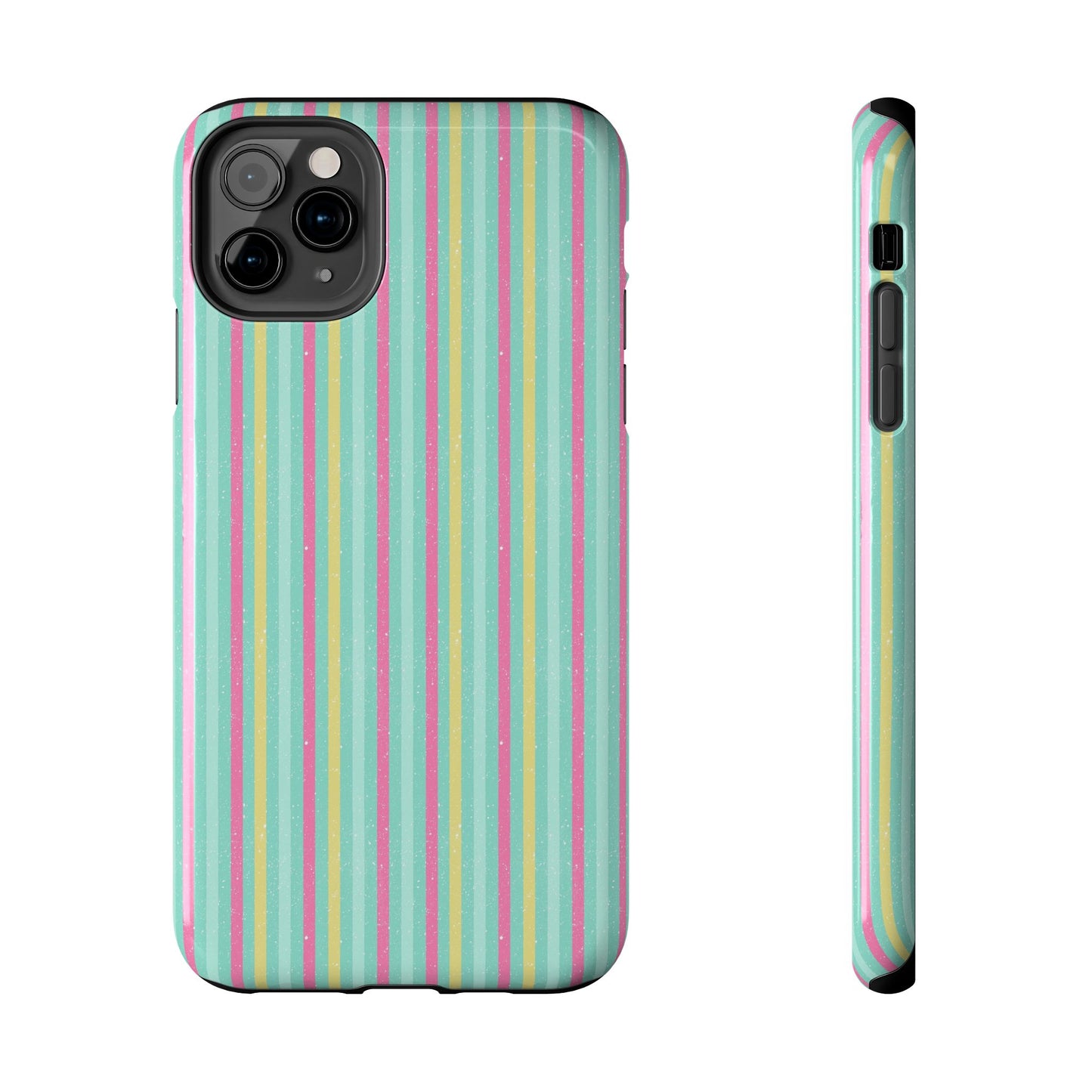 Pastel Christmas Stripes on Turquoise Tough Phone Cases