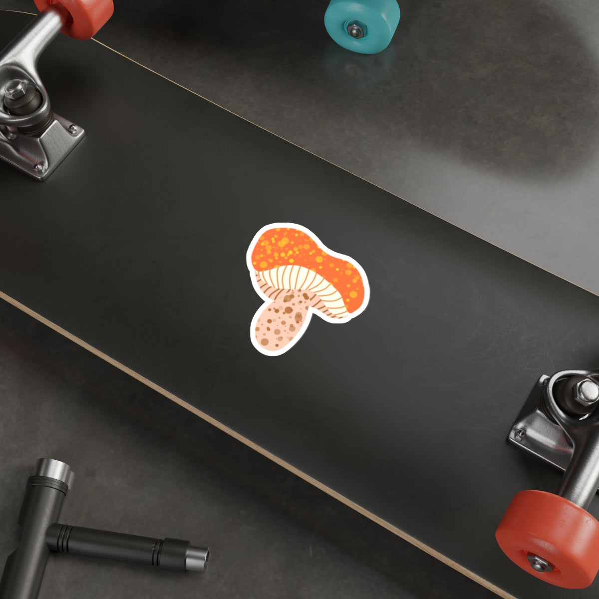 70s Groove Orange and Tan Spotted Mushroom Die Cut Sticker