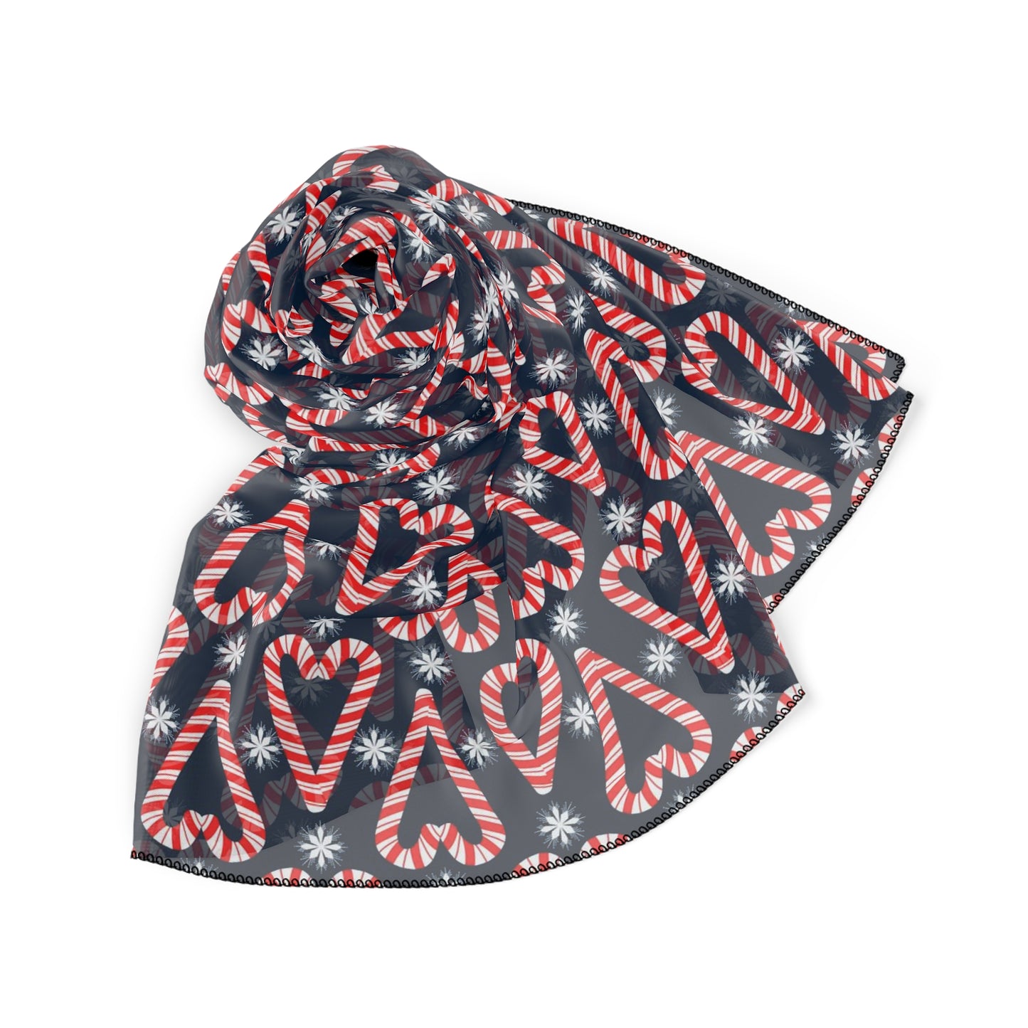 Candy Cane Hearts Square Poly Scarf