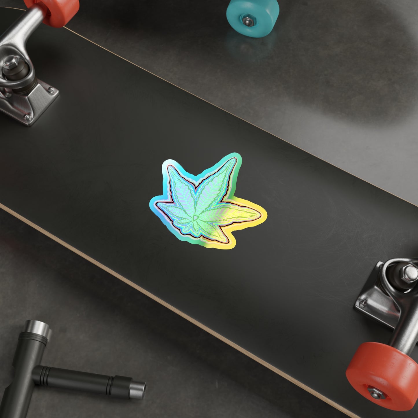 Holographic Colorful Cannabis Leaf Die-cut Stickers