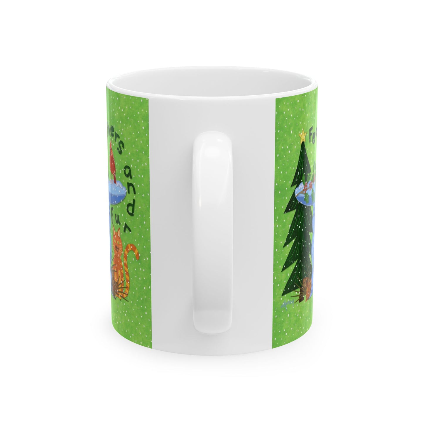Feathers and Fur Collage Ceramic Mug 11oz & 15oz