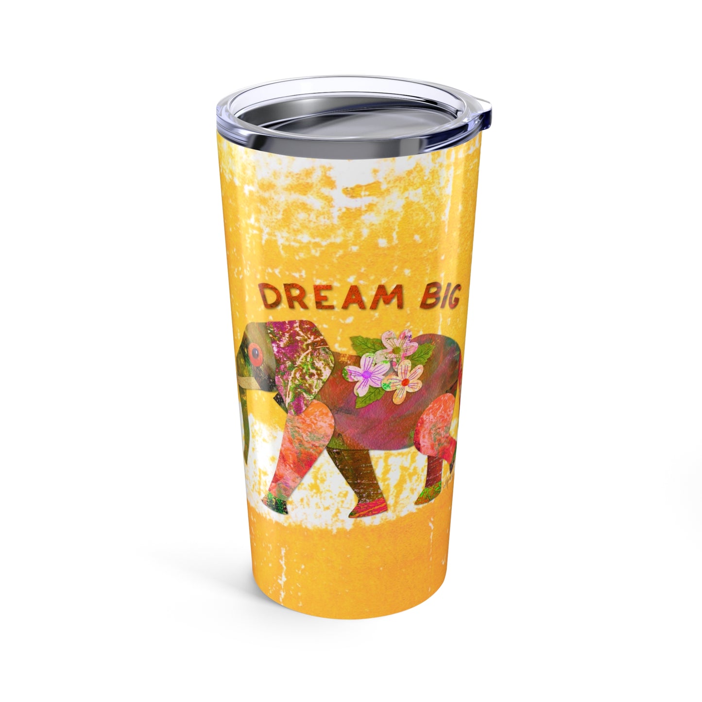 Dream Big Elephant Collage Tumbler 20oz