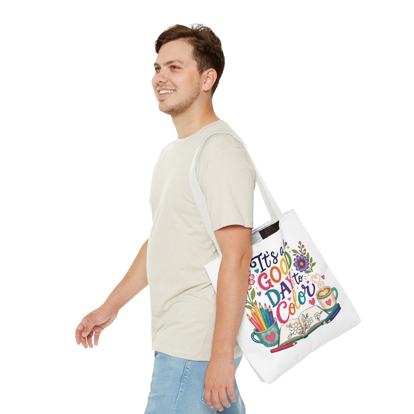 It's a Good Day to Color Tote Bag – Colorful Art Journal Carryall for Artists & Kids