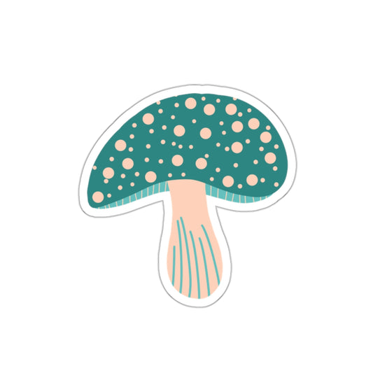 70s Groove Turquoise and Tan Dotted Mushroom Die Cut Sticker
