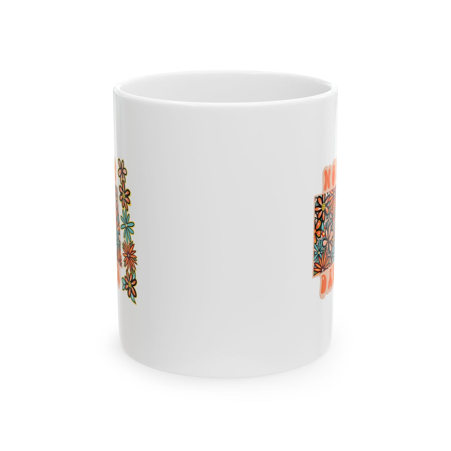 Retro 70s Flowers North Dakota Ceramic Mug 11 oz and 15 oz