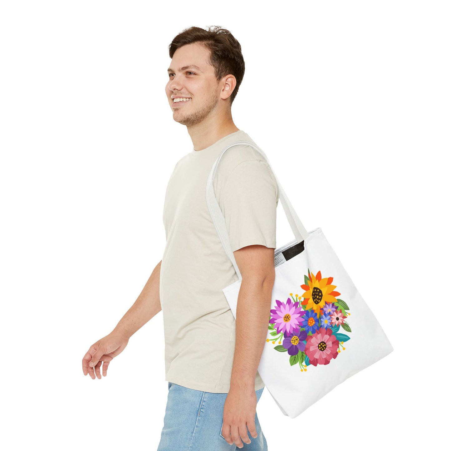 Heart-Shaped Flower Bouquet Tote Bag