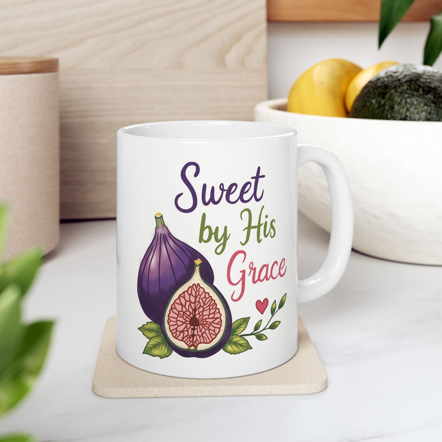 Sweet by His Grace Ceramic Mug — Botanical Coffee Tea Cup (11oz & 15oz)