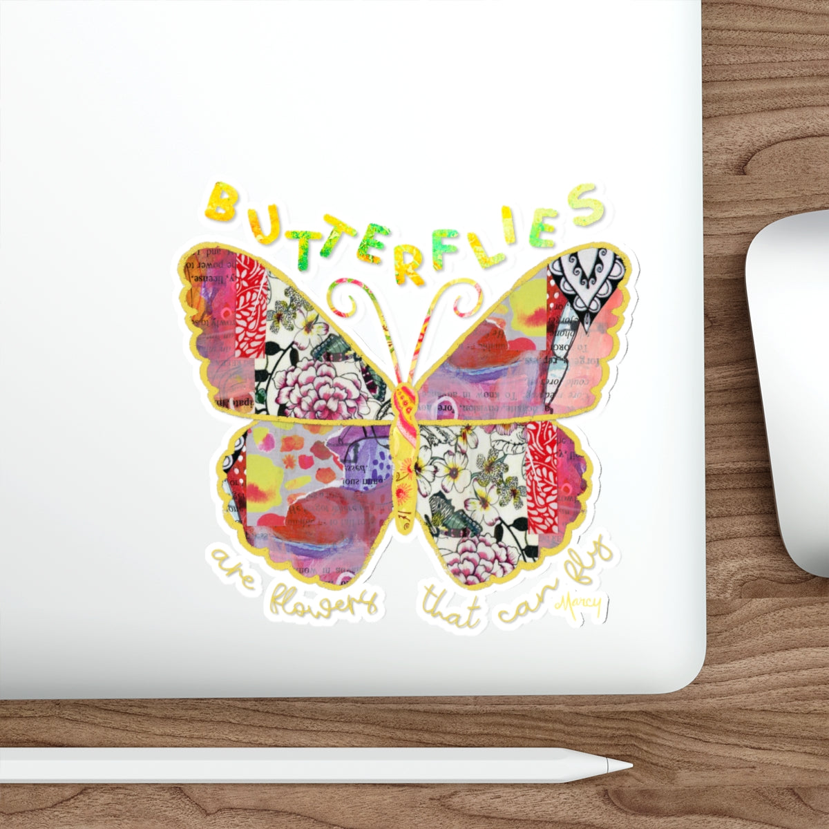 Boho Butterfly Collage Die Cut Sticker