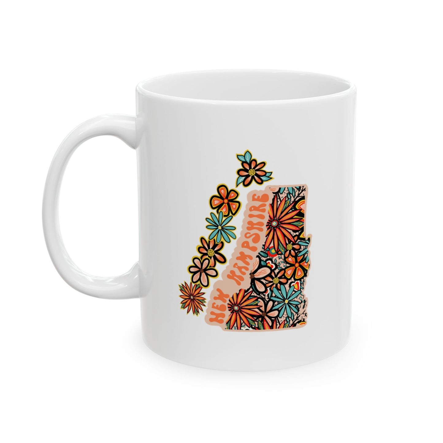 Retro 70s Flowers New Hampshire Ceramic Mug 11 oz and 15 oz