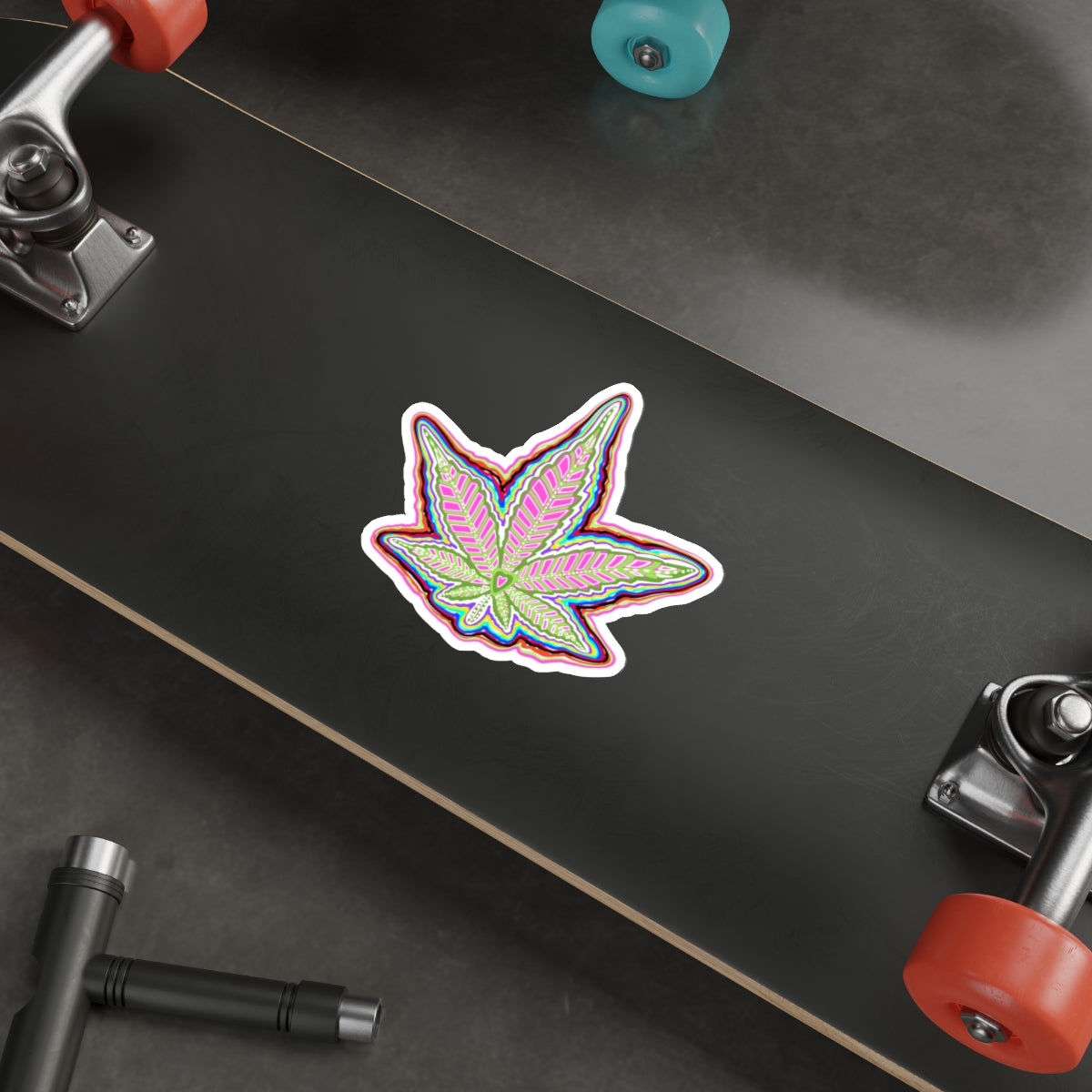 Colorful Cannabis Leaf Die Cut Sticker