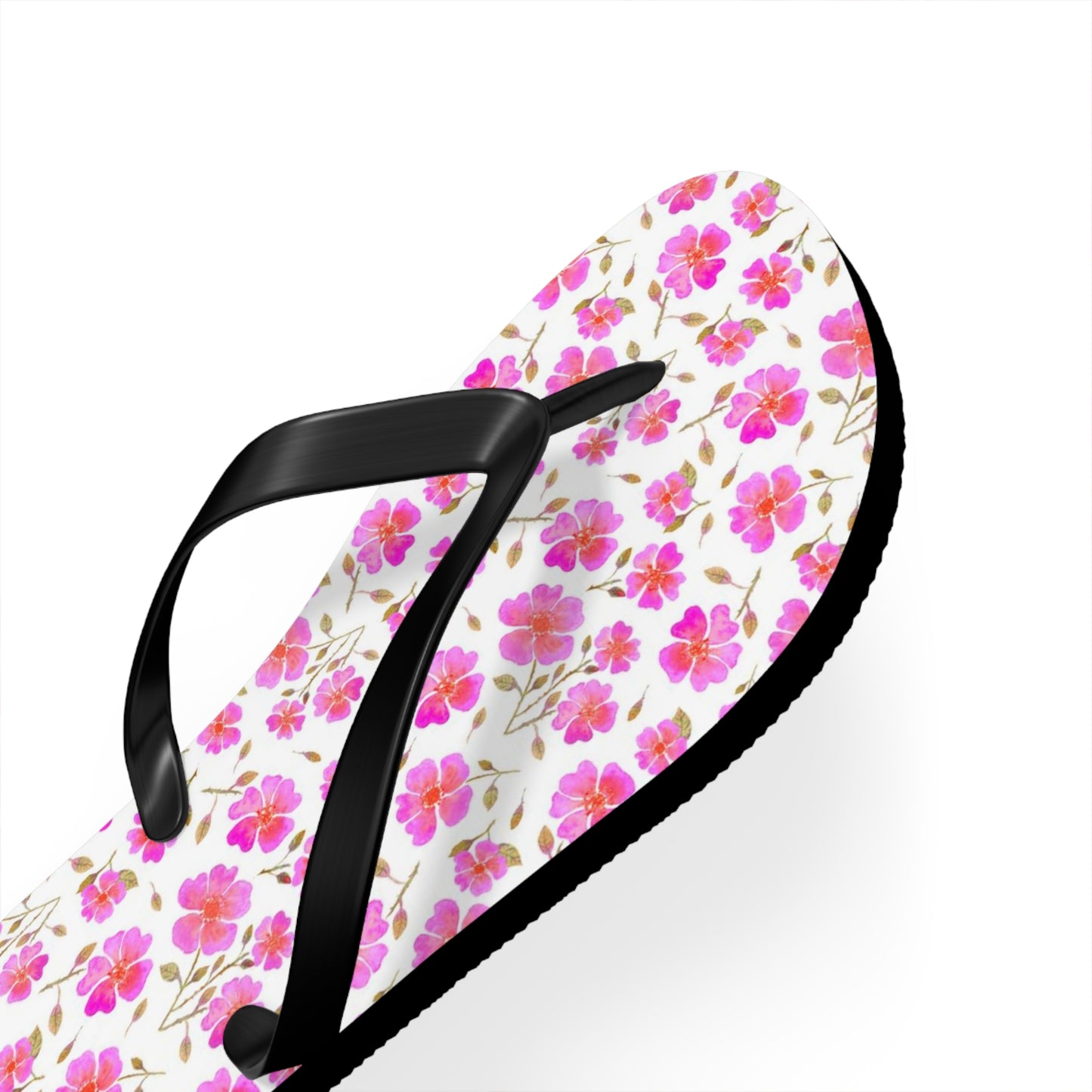 Hot Pink Wild Roses Flip Flops