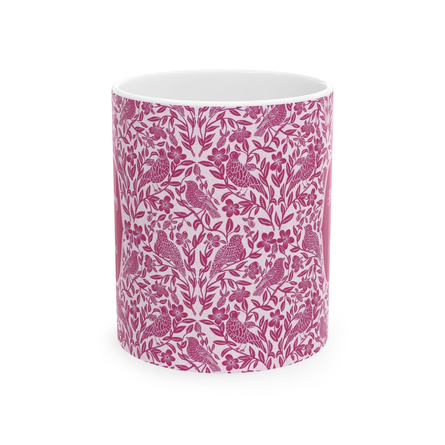 Bird Song & Blossoms Ceramic Mug — Botanical Coffee Tea Cup (11oz, 15oz)