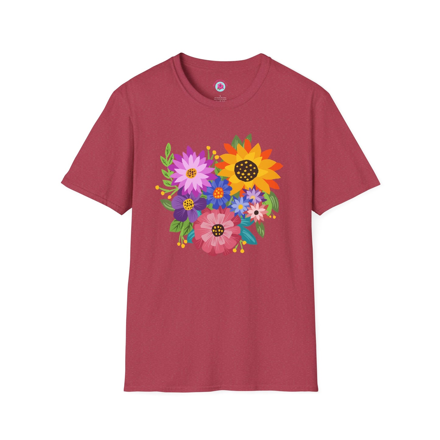 Heart-Shaped Flower Bouquet Softstyle T-Shirt