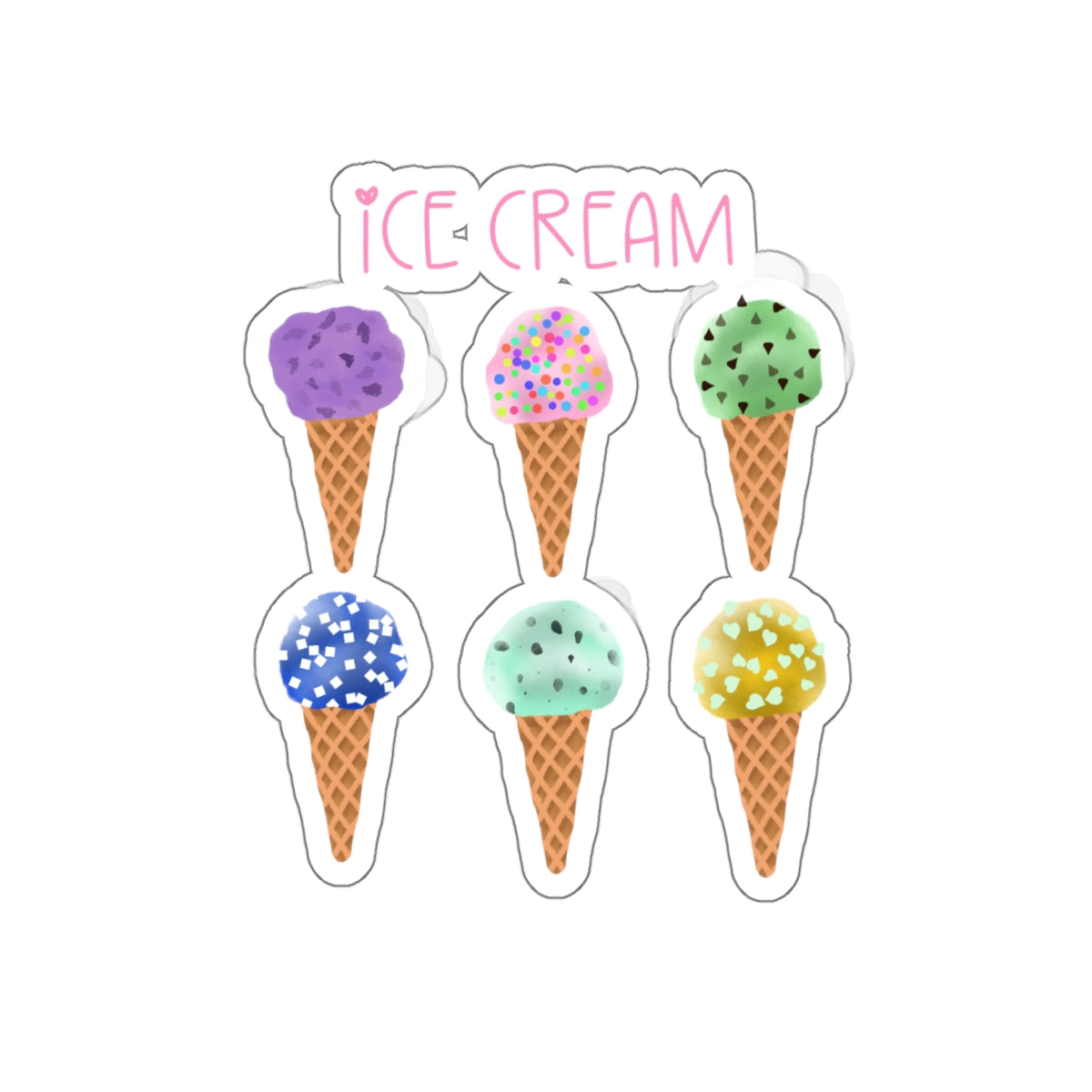 Ice Cream Cones Die Cut Sticker