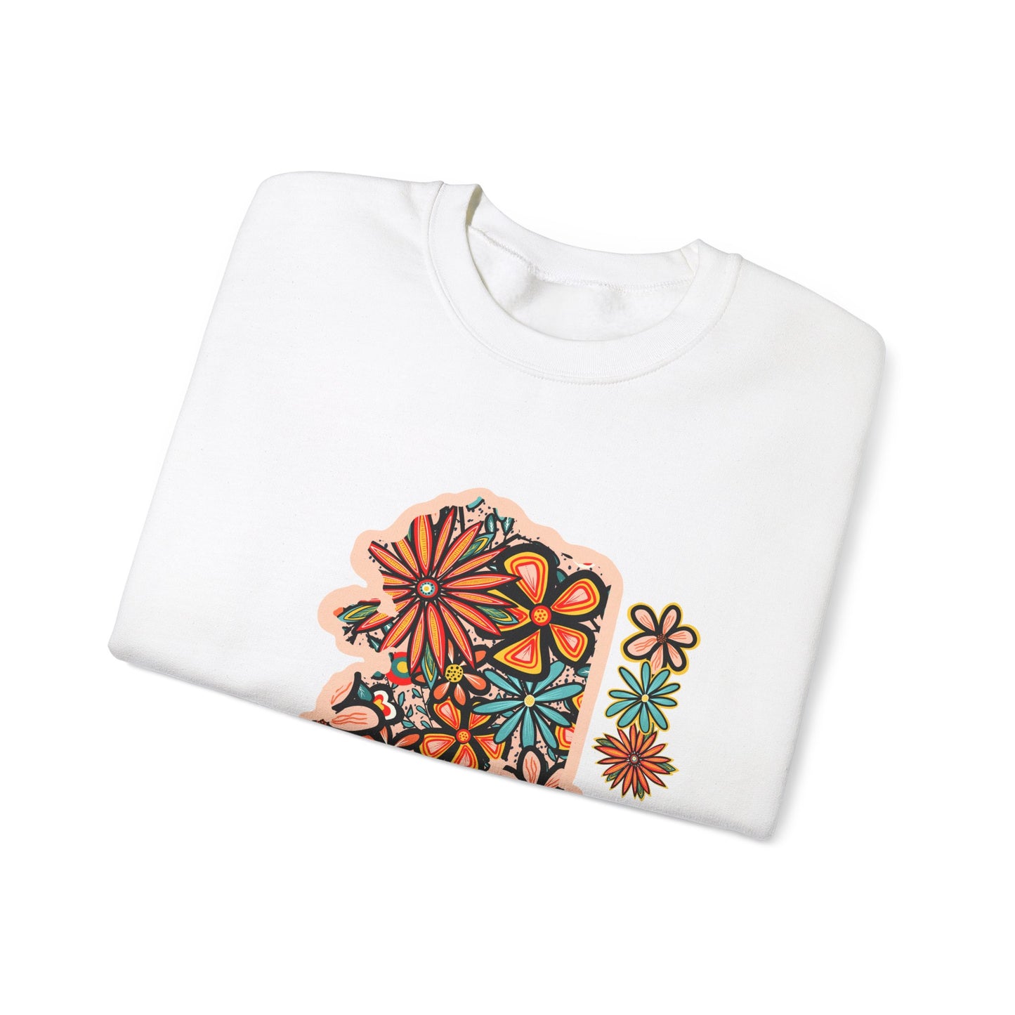 Retro 70s Flowers Alaska State Design — Heavy Blend™ Crewneck Sweatshirt